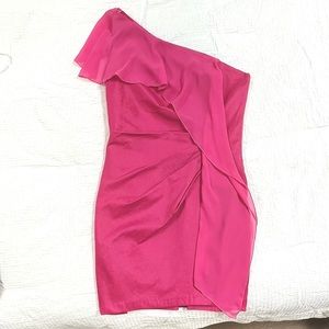 Jessica McClintock One Shoulder Fuchsia Party Dress
